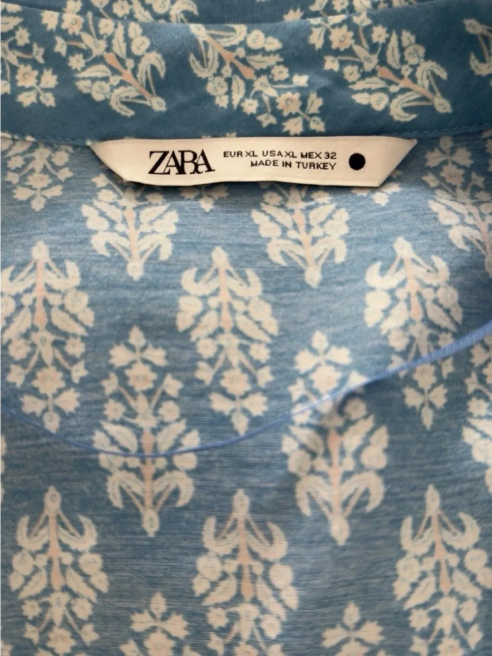 Zara Sky Blue Printed Mini Shirt Dress